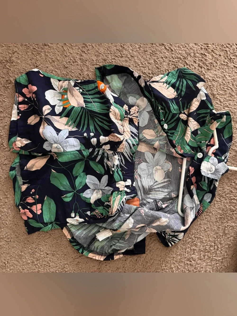 Boys Navy Tropical Print One-Piece Swimsuit